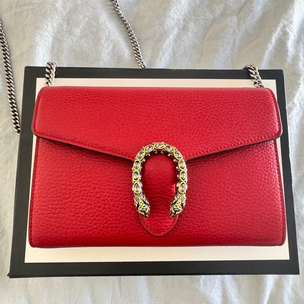 Gucci Calfskin Garden Dionysus Chain Wallet